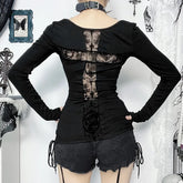 Dark Lace Patchwork Gothic Blouse