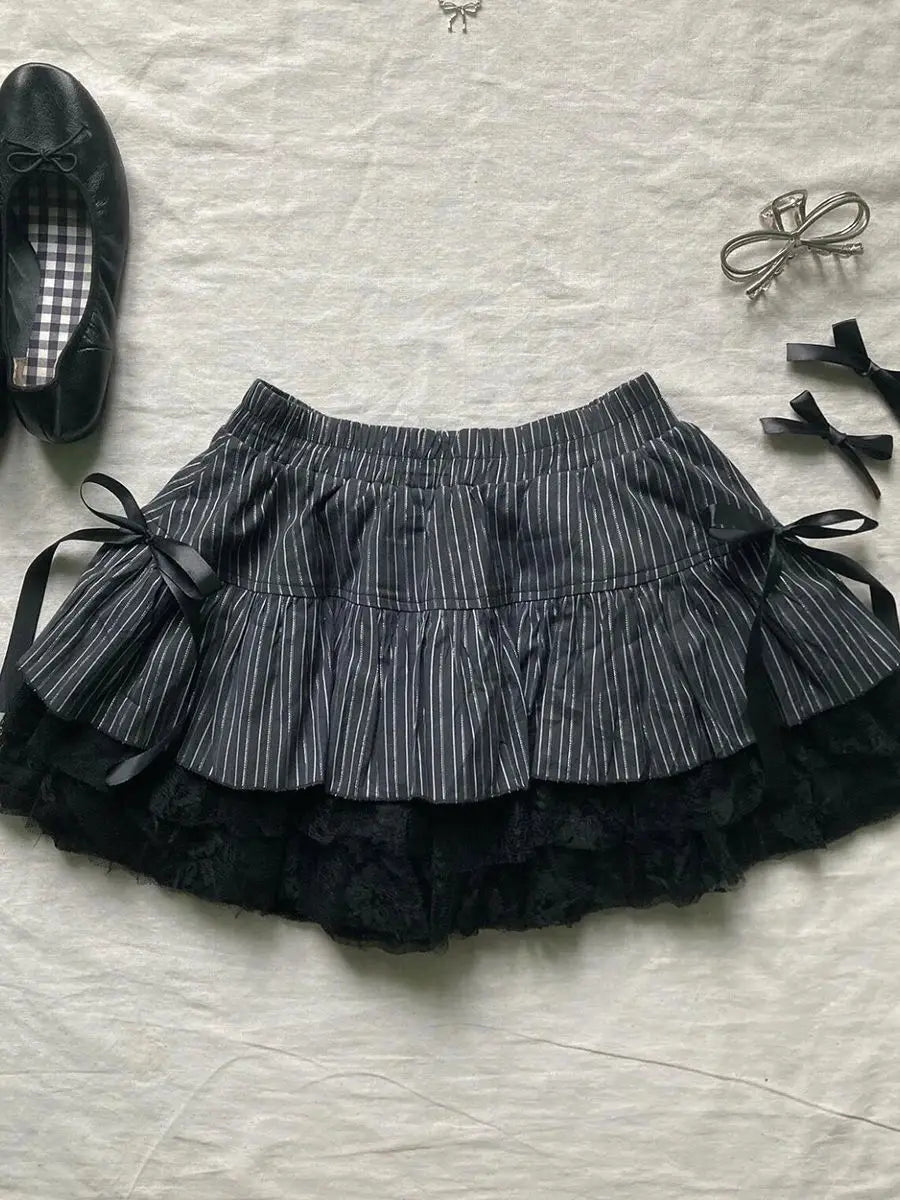 Bow Punk Casual Cute Mini Skirt