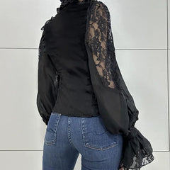Slim Fit Lace Panel Blouse