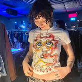 Letter Print Slim Graphic Cotton T-shirt