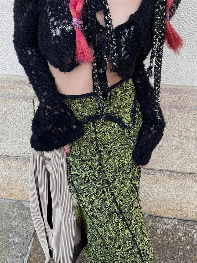 Vintage Lace Trim Mermaid Skirt
