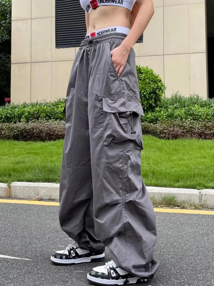 Y2K Gothic Parachute Black Pant