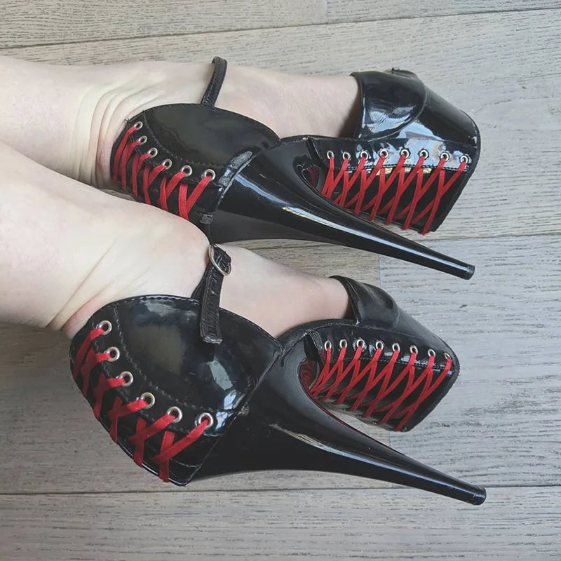 Gothic Stripper 15cm Platform High Heel