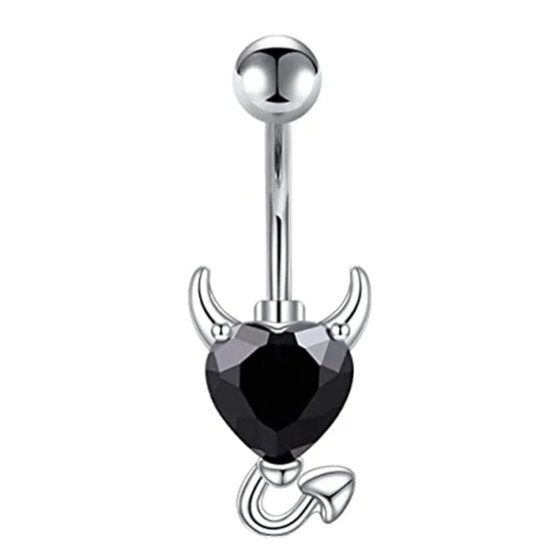 Butterfly Heart Dangle Gothic Belly Ring