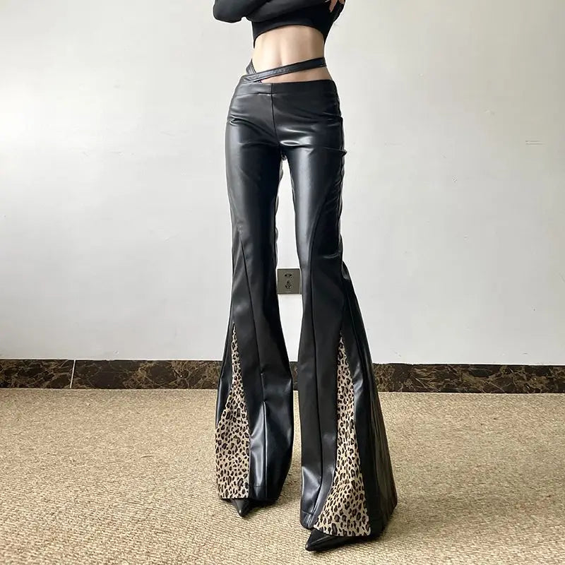 Low-Waisted Gothic Leopard Leather Pant