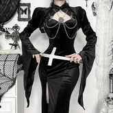 Flare Sleeve Lace Up Gothic Blouse