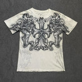 Gothic Print Loose Cotton T-shirt