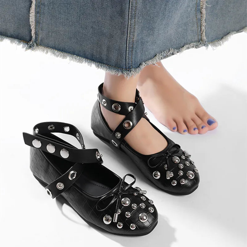 Sequined Crocodile Leather Comfort Mary Janes Flat