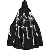 Skeleton Print Hooded Cloak