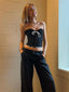 Pleated Bow Strapless Y2K Tank Crop Top