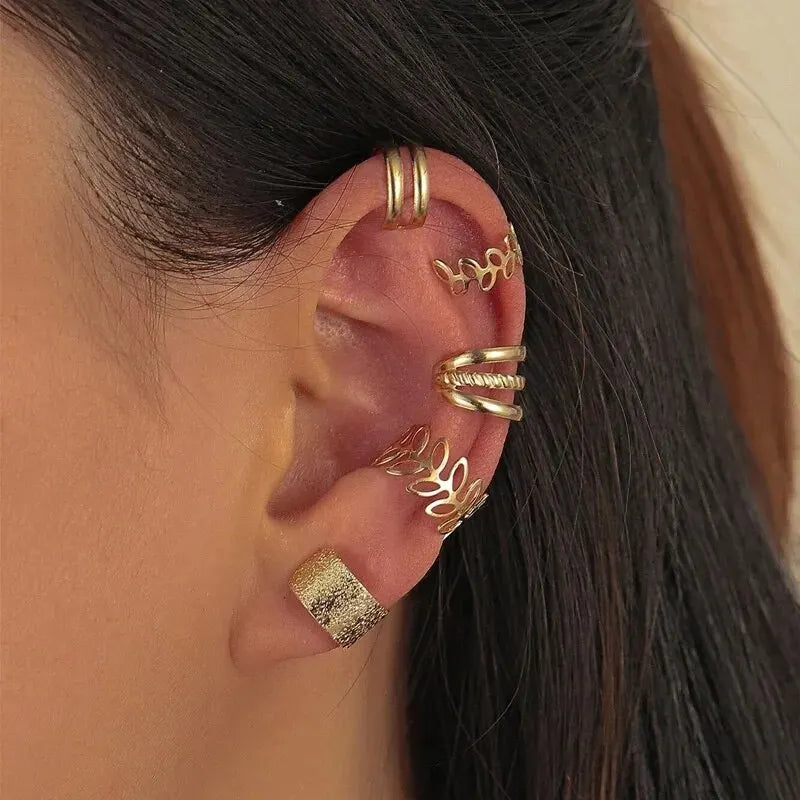 Silver Leaves Clip Simple Non-Piercing Earring