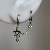 Gothic Steampunk Black Cross Rhinestone Earring