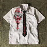 Gothic Letter Print Blouse