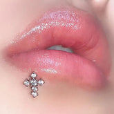 Shiny Zircon Cross Stainless Steel Lip Stud