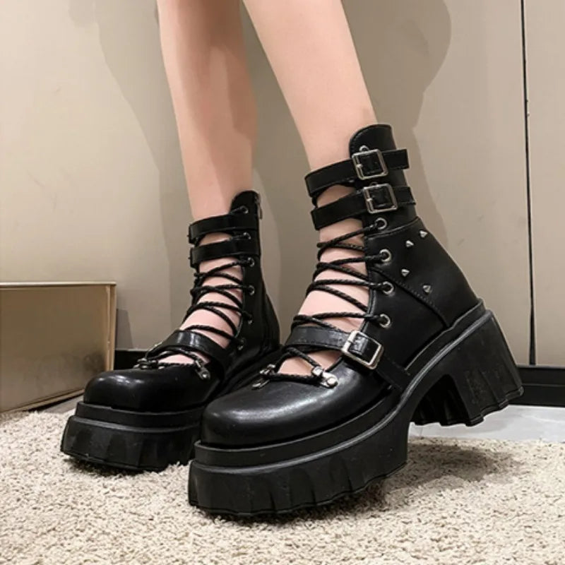 PU Leather Gothic Rivet Sandal