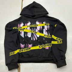 Gothic Print Oversized Hoodie