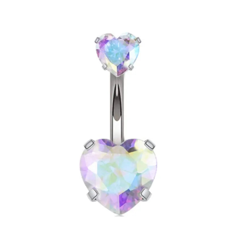Heart Crystal Dangle Gothic Belly Ring