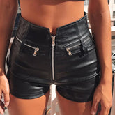 Black PU Leather High Waist Short
