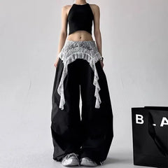 Lace Patchwork Wide Leg Pants