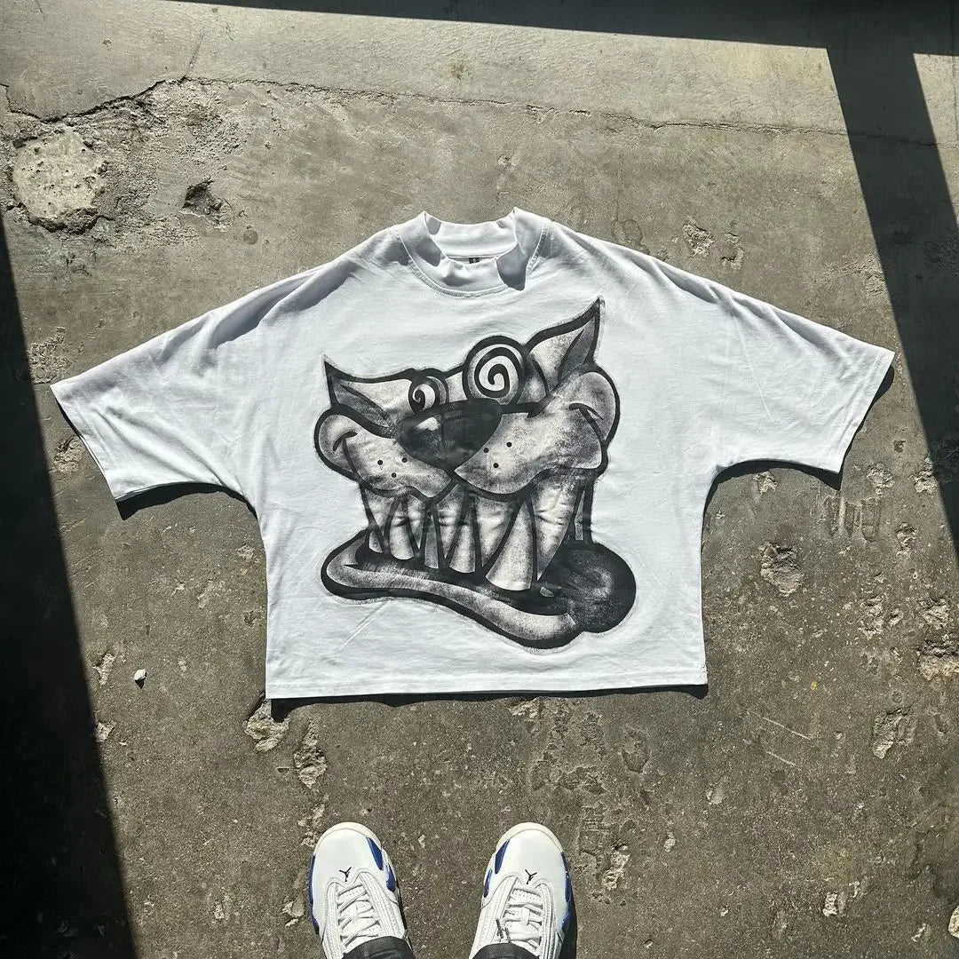 Quirky Pattern Print Cotton T-shirt
