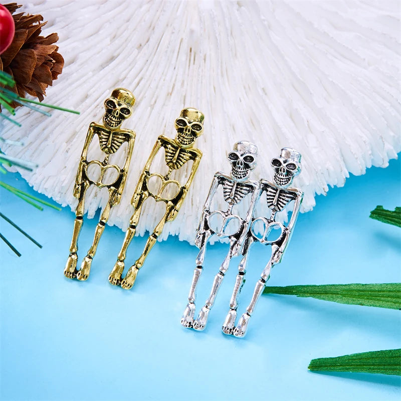 Vintage Skeleton Antique Gold Drop Earring