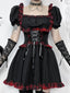 Red Plaid High Waist Bandage Corset Gothic Mini Dress