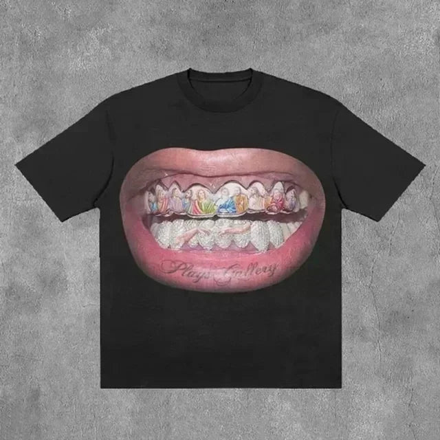 Gothic Basketball Character Graphic Cotton T-shirt