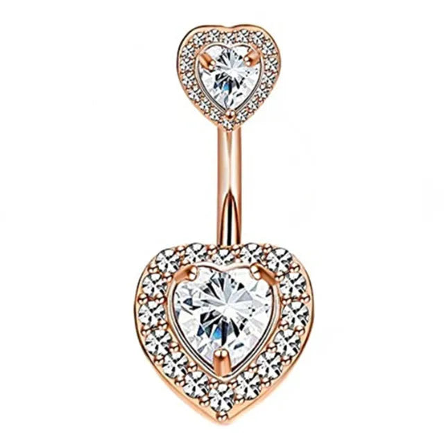 Heart Crystal Dangle Gothic Belly Ring