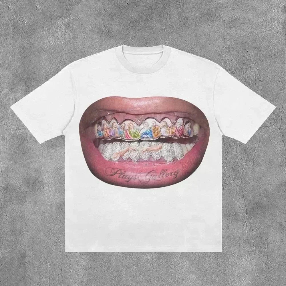 Hip Hop Skull Graphic Cotton Oversized T-shirt