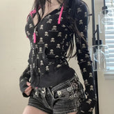 Punk Gothic Black Skull Hoodie