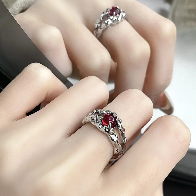 Y2K Gothic Irregular Stone Animal Ring