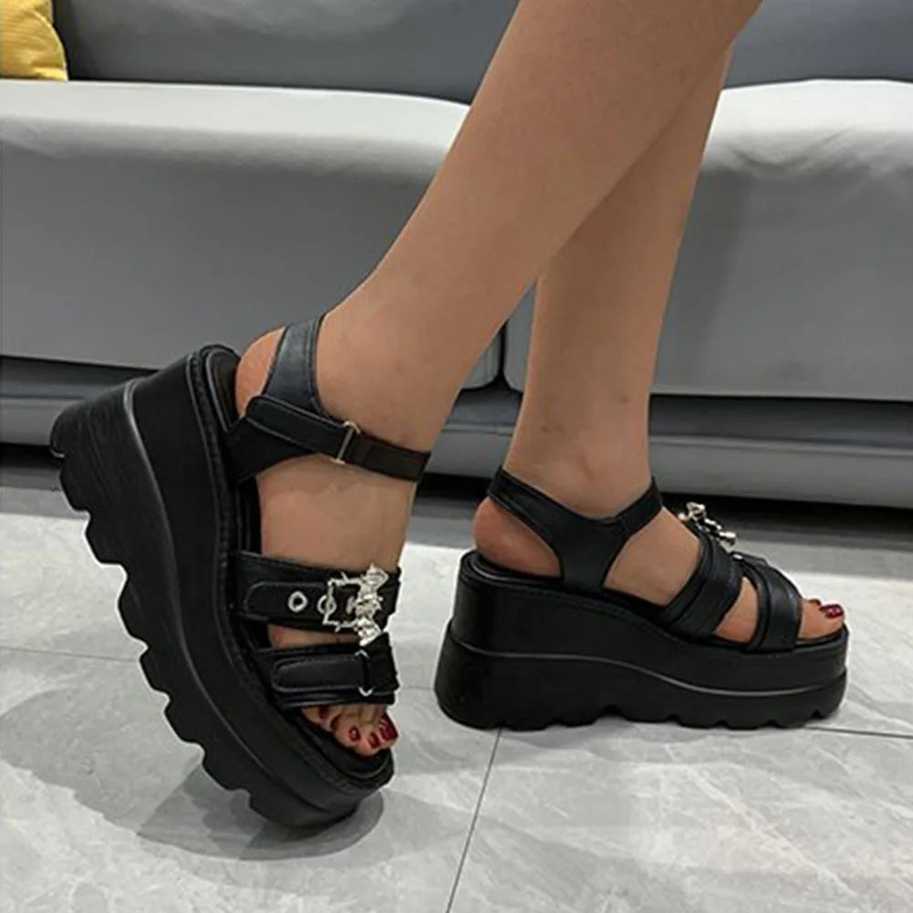 Heart Buckle Gothic Platform Sandal