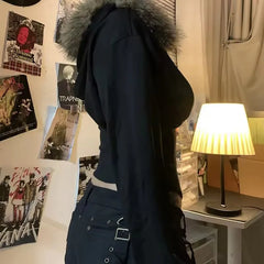 Fur Collar Zip Hooded Jacket