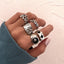 Vintage Silver Red Oval Gothic Ring