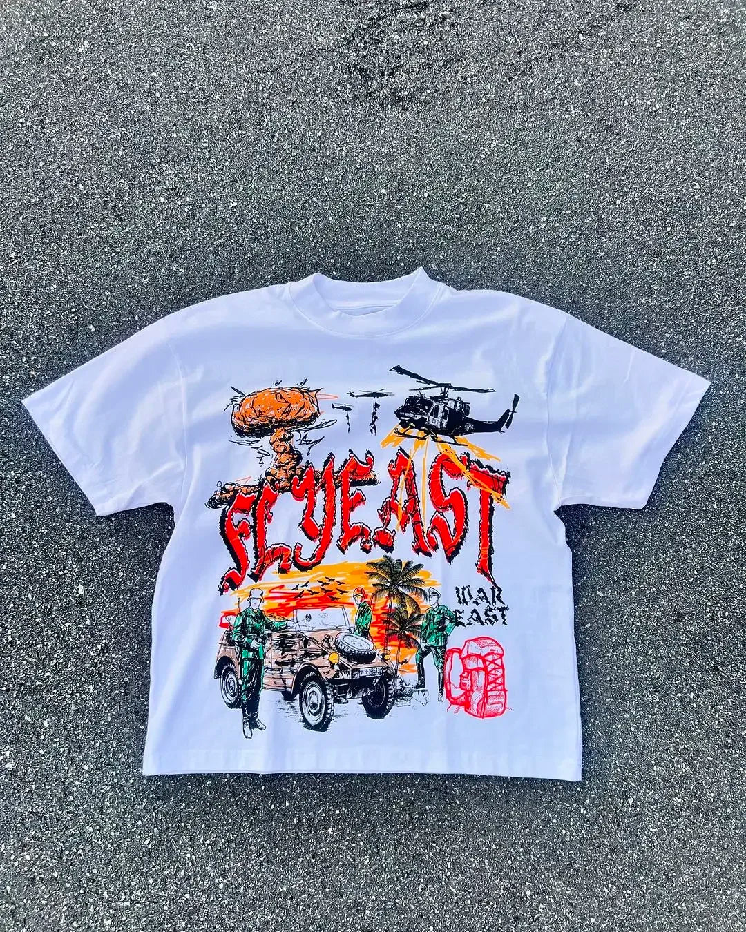 Graffiti Print Loose Cotton T-shirt