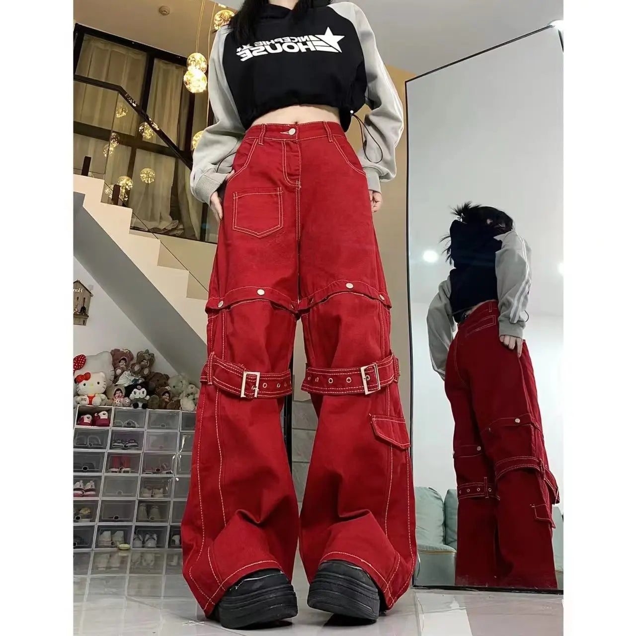 Retro Gothic Splicing Cargo Pant