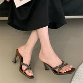 Crystal Gothic Rhinestone Square Toe High Heel