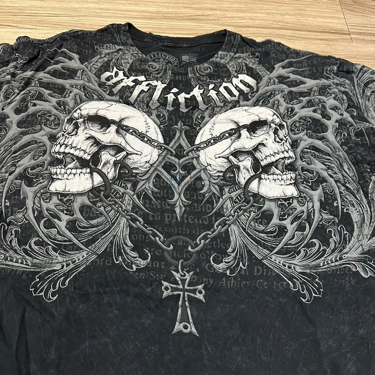 Grunge Wings Print Cotton T-shirt