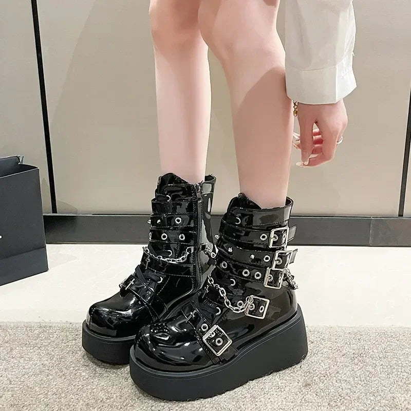 Fashion Big Size Gothic Motorcycle Platform Boot