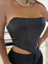 Fishbone Skinny Corset Black Crop Top