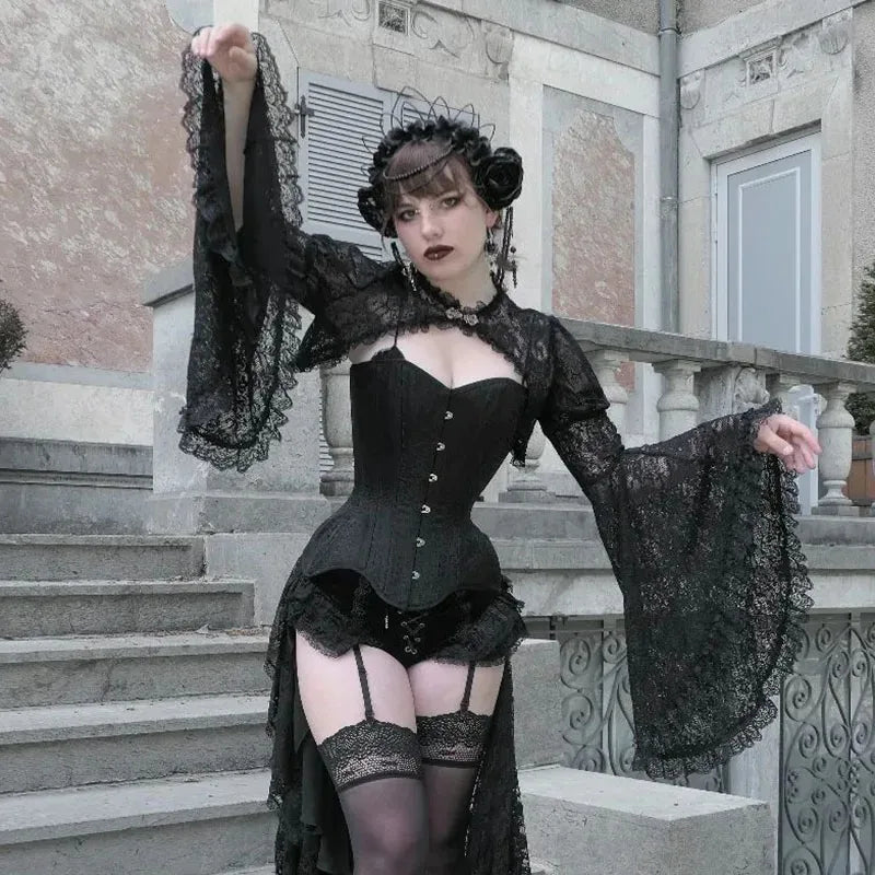Gothic Flared Sleeve Silk Blouse