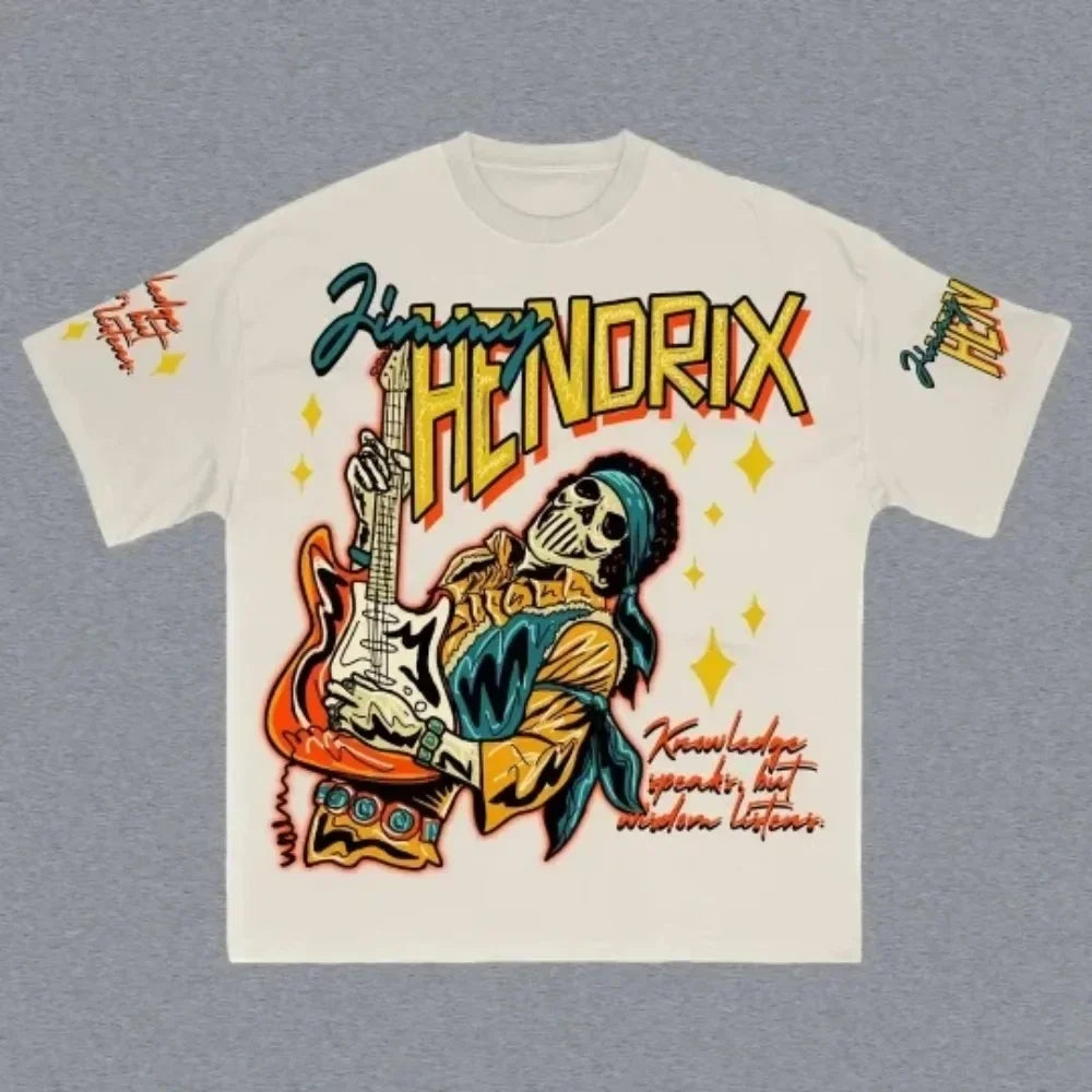 Retro Guitarist Graphic Cotton Oversized T-shirt