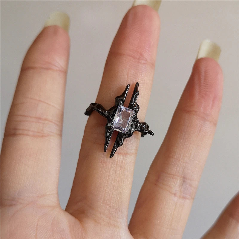 Gothic Black Spider Ring