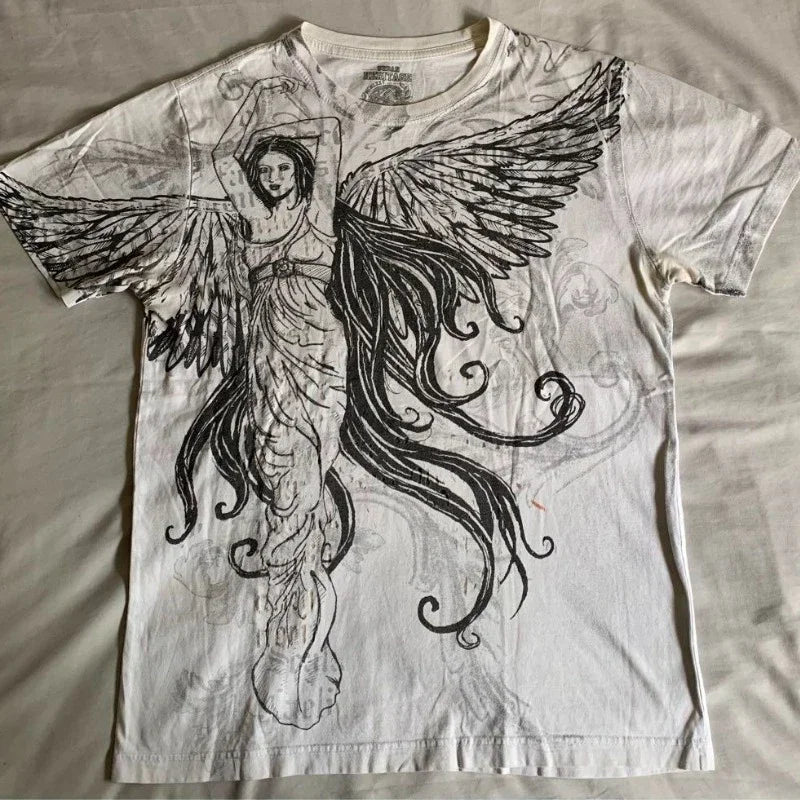 Washed Cotton Gothic Loose T-shirt