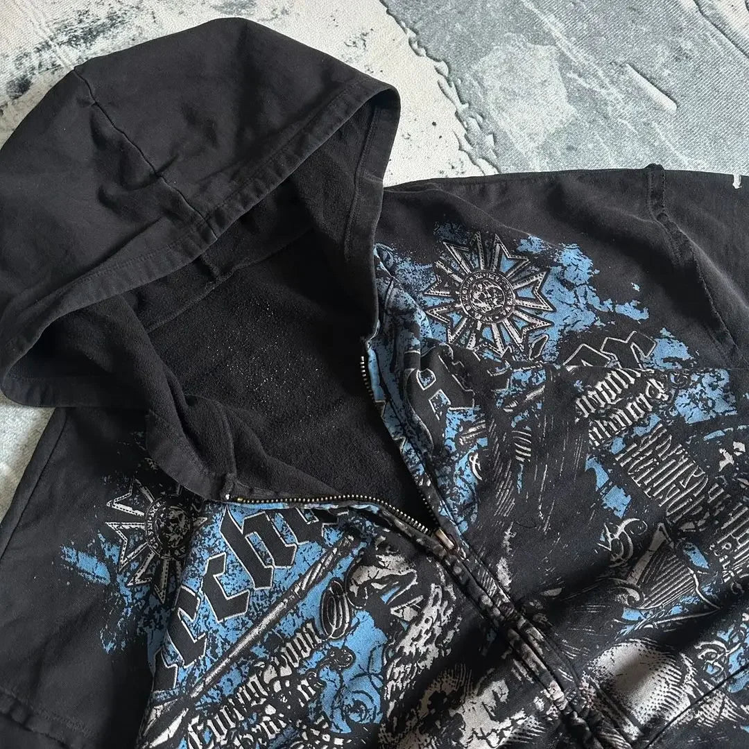 Gothic Retro Pattern Zipper Hoodie