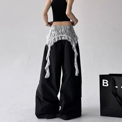 Lace Patchwork Wide Leg Pants