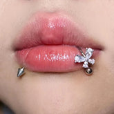 C Shape Crystal Butterfly Stainless Steel Lip Stud