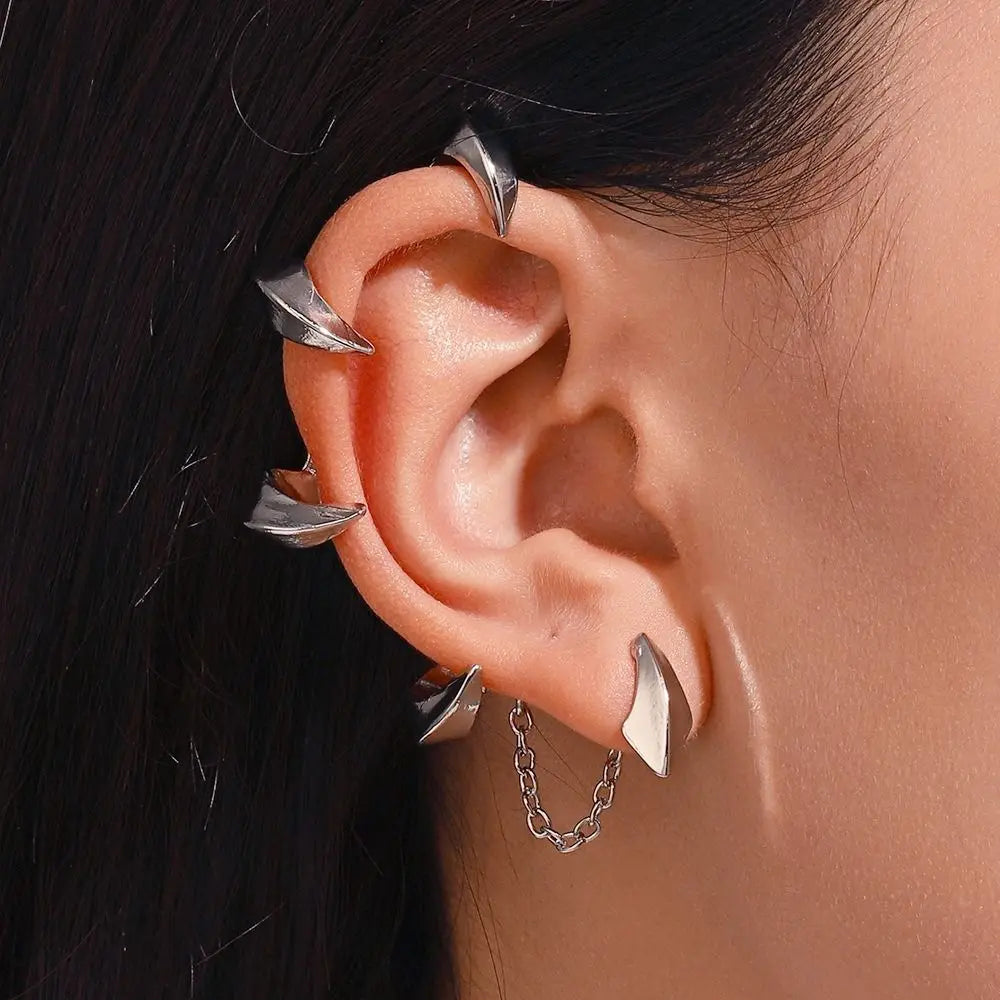 Vintage Cyberpunk Geometric Clip Earring