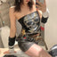 Punk Rhinestone Sleeveless Cotton T-shirt