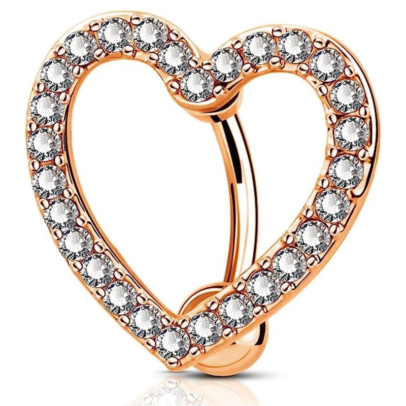 Heart Crystal Dangle Gothic Belly Ring